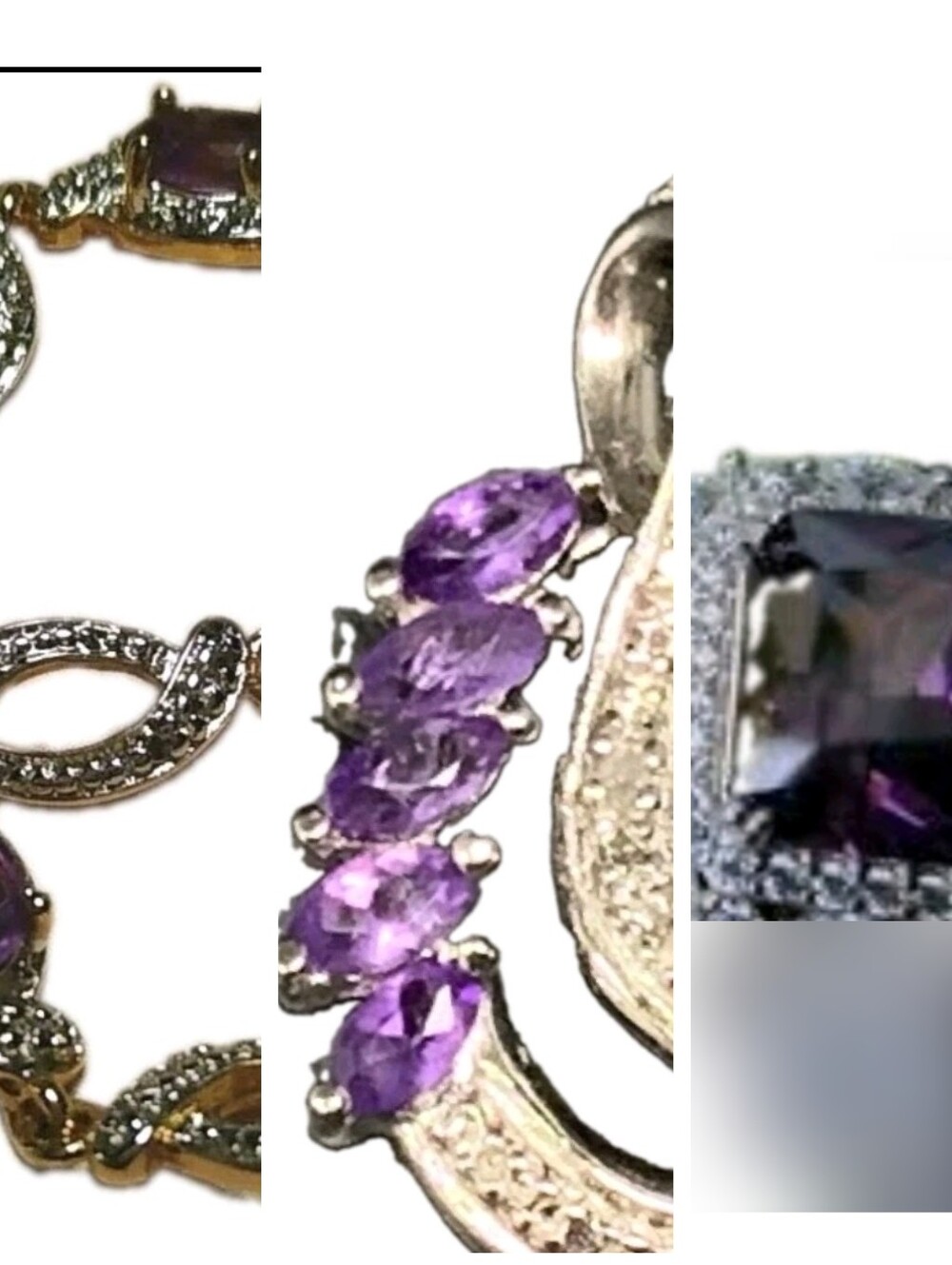 Bracelet-Pendant-Sterling Silver Purple Amethyst Drop Earrings